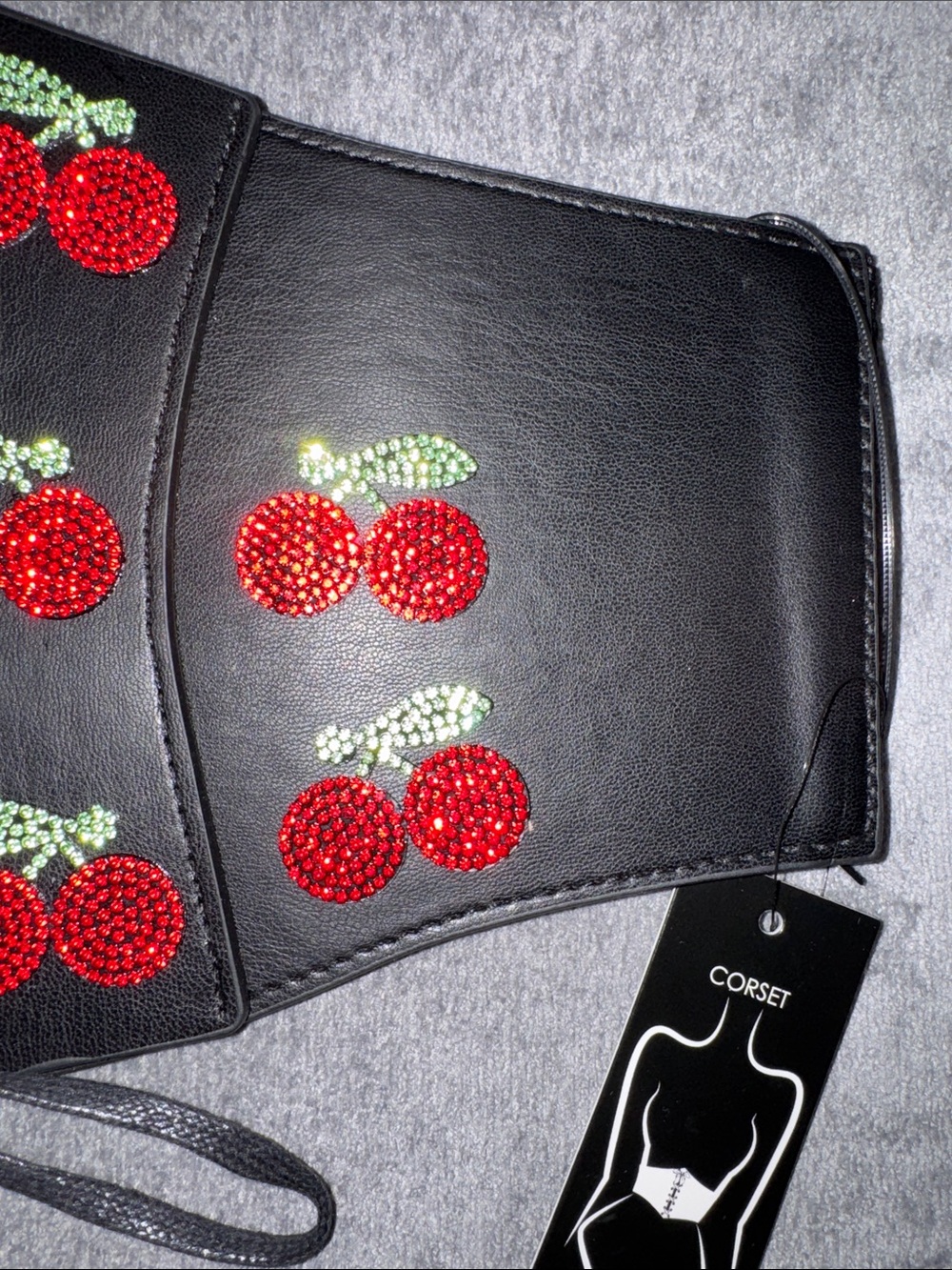 Cherry Rhinestone Lace-Up Waist Corset Belt 🍒✨ Size S/M NWT - Picture 8 of 14
